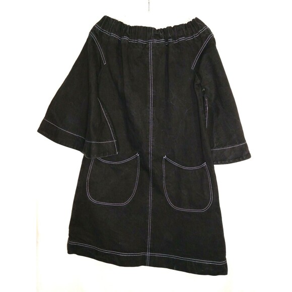 Tish Cox Black Jean Split Sleeve Off The Shoulder Knee Length Dress Size M EUC - Picture 1 of 5